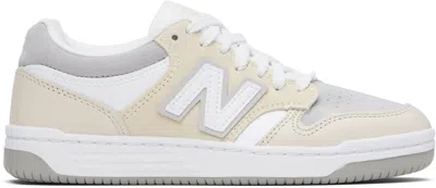 New Balance White & Beige 480 Sneakers In Gray
