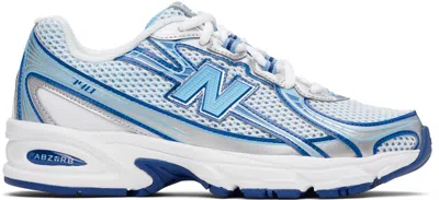 New Balance White & Blue 740 Sneakers