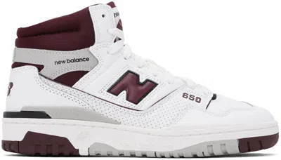 New Balance White & Burgundy 650 Sneakers In White/burgundy