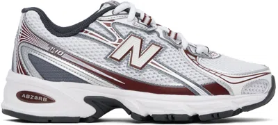 New Balance White & Burgundy 740 Sneakers In Red