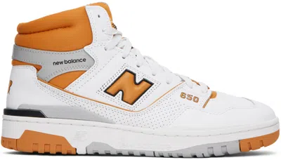 NEW BALANCE WHITE & ORANGE 650 SNEAKERS