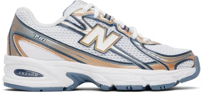 New Balance White & Tan 740 Sneakers