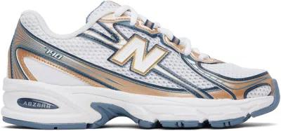 New Balance White & Tan 740 Sneakers In Blue