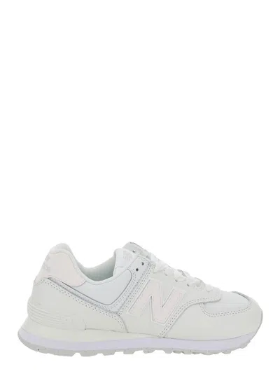 New Balance White Low Top Sneakers With Logo Patch In Grey