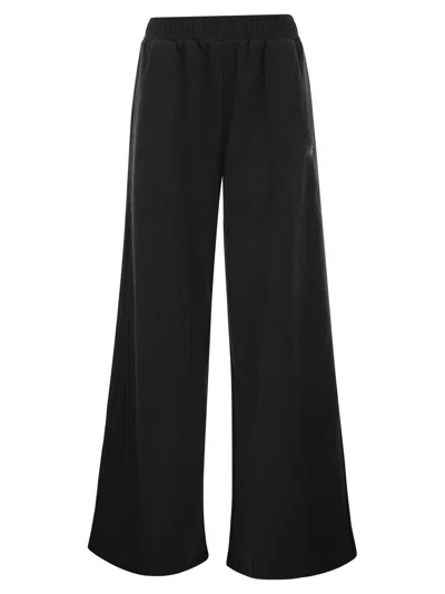 New Balance Wide-leg Cotton-blend Sweatpants In Black