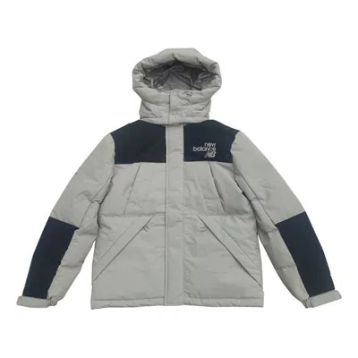 New Balance Windproof Hooded Down Jacket 'grey Black' In Gray