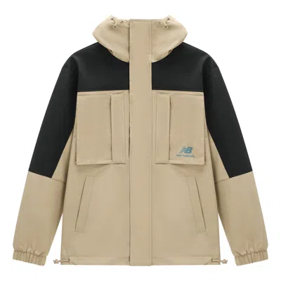 New Balance Windproof Sport Jacket 'beige Black' In Metallic