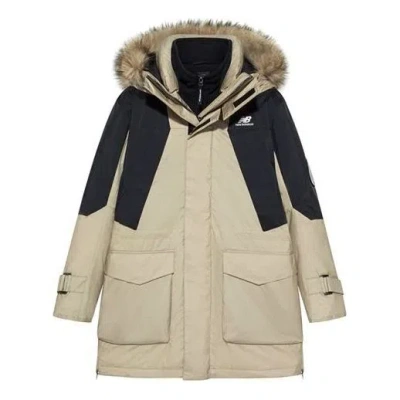 New Balance Winter Snowsuit Warm Jacket 'beige Black' In Brown