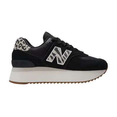 Pre-owned New Balance Wmns 574+ 'black Animal Print'