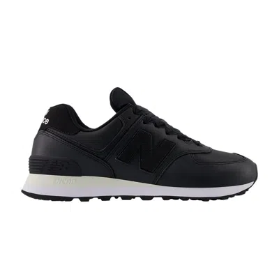 Pre-owned New Balance Wmns 574 'black Leather White'
