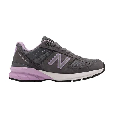Pre-owned New Balance Wmns 990v5 Made In Usa Wide 'lead Dark Violet Glow' In Grey