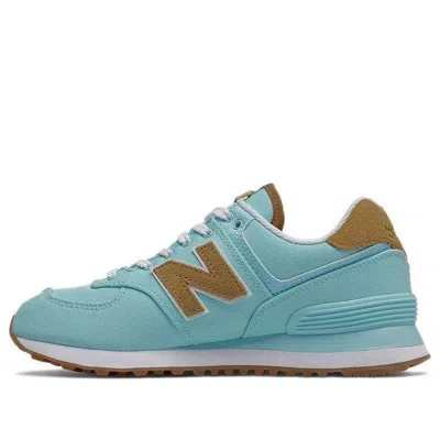 New Balance 574 Womens Suede Trim Workout Running Shoes In Blue/yellow