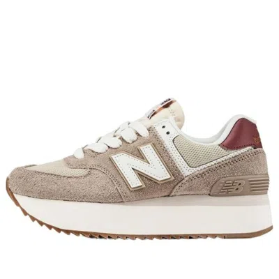 New Balance Women's 574+ In Brown/red/white
