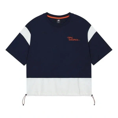 New Balance (wmns)  Colorblock Loose Round Neck Pullover Short Sleeve Navy Blue