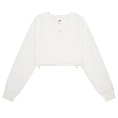 New Balance (wmns)  Crewneck Short With Long Sleeve 'ivory' In White