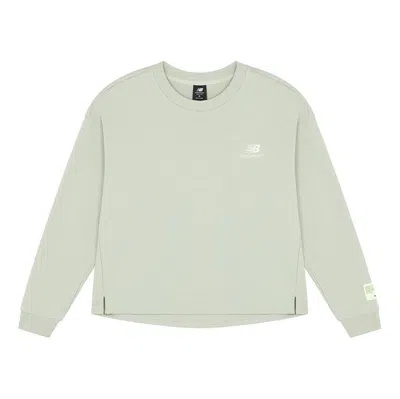 New Balance (wmns)  Embroidered Logo Knit Round Neck Long Sleeves Light Green T-shirt