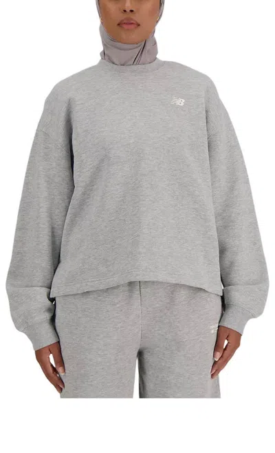 New Balance (wmns)  Linear Heritage Brushed Back Fleece Crewneck Sweatshirt 'grey' In Gray