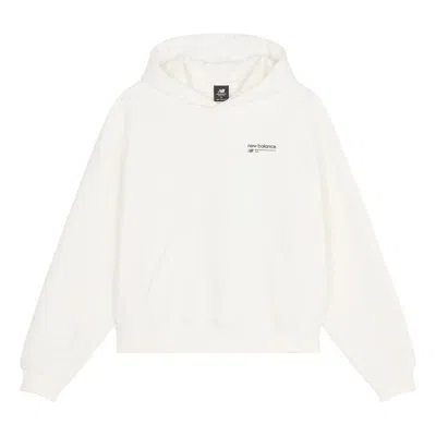 New Balance (wmns)  Linear Heritage Brushed Back Fleece Hoodie 'sea Salt' In White