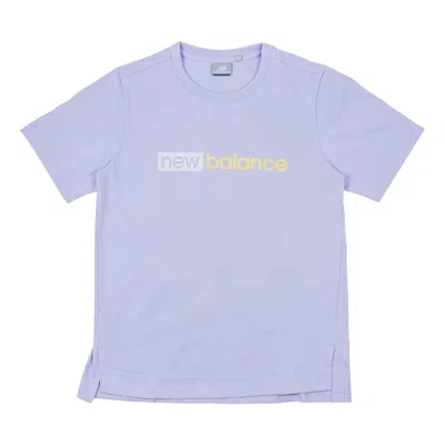 New Balance (wmns)  Logo Printing Casual Sports Short Sleeve Version Purple In Blue