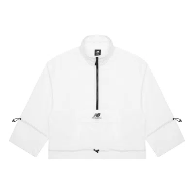 New Balance (wmns)  Logo Printing Half Zipper Sports Woven Stand Collar White Jacket