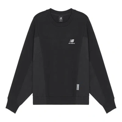 New Balance (wmns)  Logo Printing Splicing Sports Round Neck Pullover Black Hoodie
