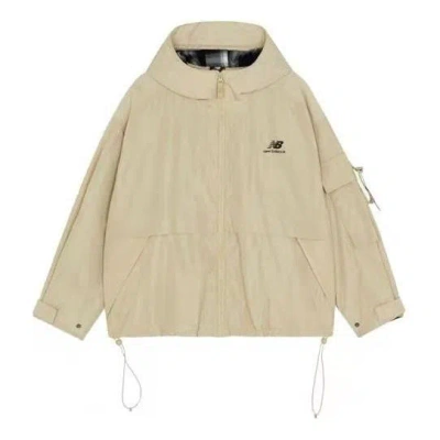 New Balance (wmns)  Logo Printing Woven Hooded Track Jacket Khaki In Brown
