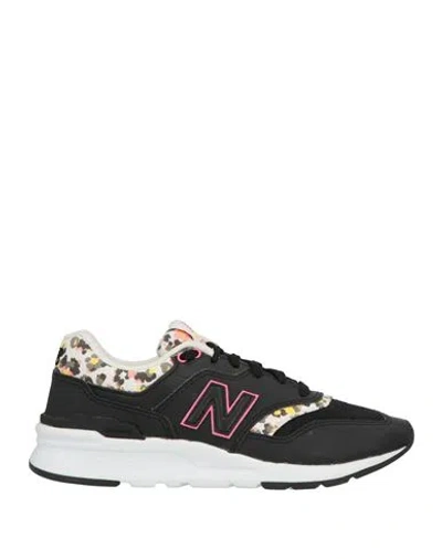 New Balance Woman Sneakers Black Size 6 Textile Fibers, Leather