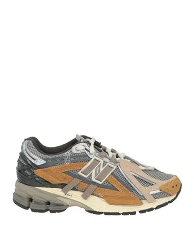 New Balance Woman Sneakers Mustard Size 8 Leather, Textile Fibers In Gray
