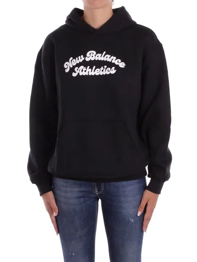 New Balance Woman Sweatshirt Wt53509 Bk Linear Heritage Fleece Long Black