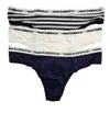 New Balance Women's 3-pack Performance Underwear Eversoft Thong In Black Stripe/white/pigment In Multi