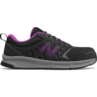 New Balance Women's 412v1 Alloy Toe Work Shoes - B Width In Black In Purple