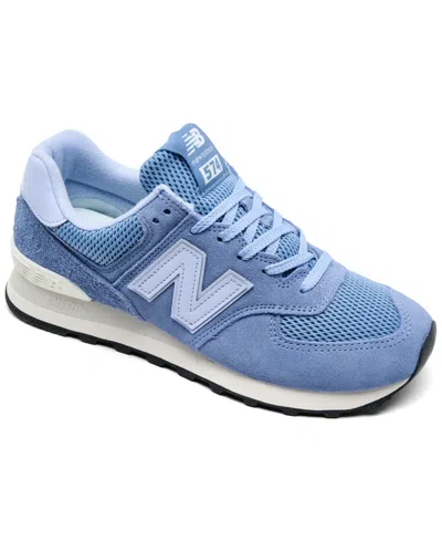 New Balance Women's 574 Core Casual Sneakers From Finish Line In Indigo,white