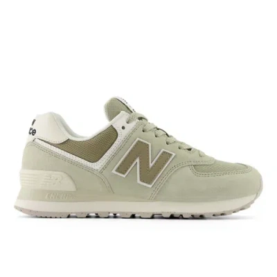 New Balance 574 Trainer In Green/beige/grey