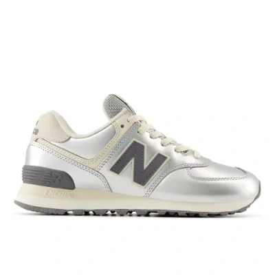 New Balance 574 Suede-trim Sneaker In Silver