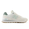 New Balance 574 Panelled Brushed Suede Sneakers In White/green