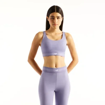 New Balance Women's Ac Train Bra In Purple Poly Knit, Size X-small