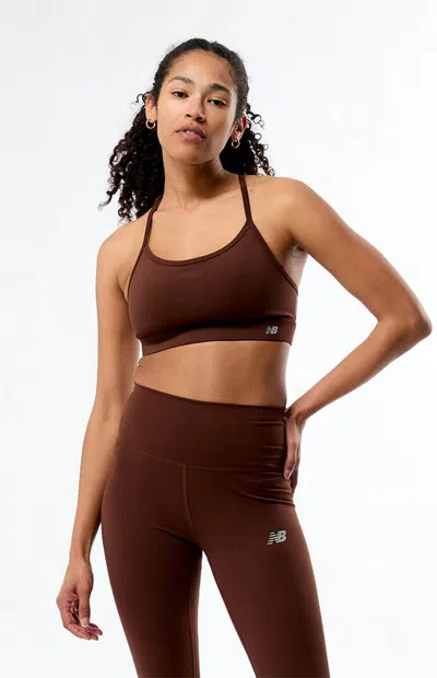 New Balance Women's Active Essential Yoga Sports Bra In Brown