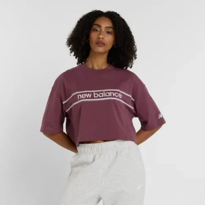New Balance Women's Athletics Linear Logo T-shirt In Burgundy