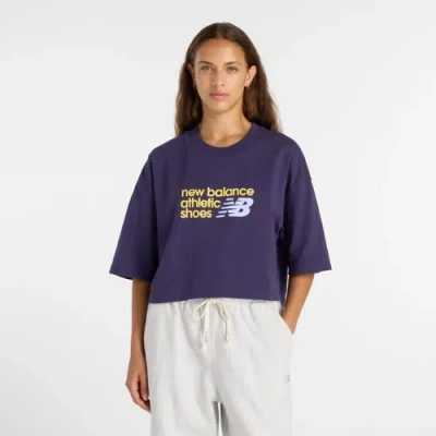 New Balance Women's Athletics Premium Chest Logo Cropped T-shirt In Purple