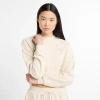 New Balance Coastal Fleece Oversize Crop Crewneck Sweatshirt In Beige
