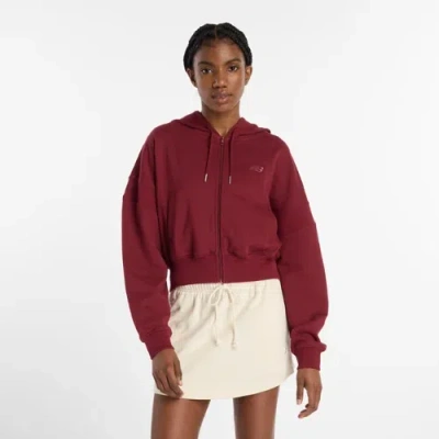 New Balance Hooded Zip-up Hoddie In Burgundy