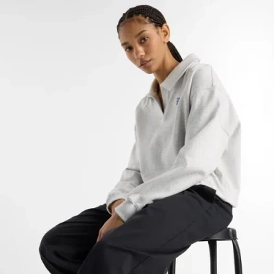 New Balance Women's French Terry Polo Sweatshirt In Grey