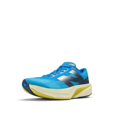 New Balance Women Fuelcell Rebel V4 Running Shoes In Spice Blue/limelight/blue Oasis In Multi
