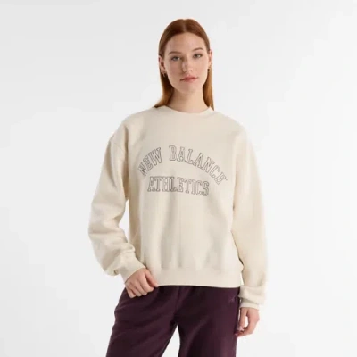 New Balance Women's Graphic Fleece Crew In Tan