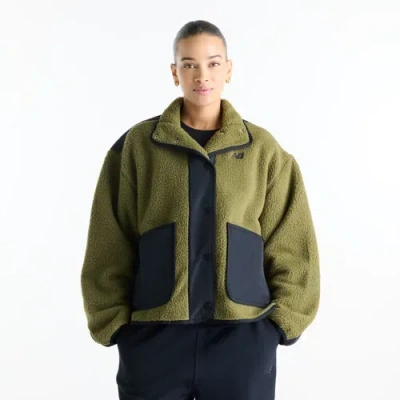 New Balance Women's High Pile Fleece Jacket In Green