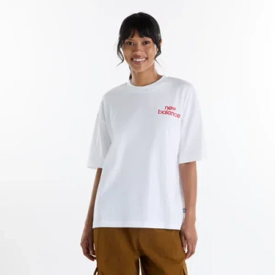 New Balance Women's Intelligent Relaxed T-shirt In White Cotton, Size Small In Multi