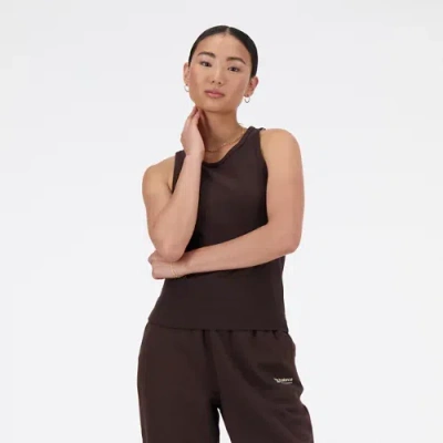 New Balance Women's Linear Heritage Rib Knit Racer Tank In Brown
