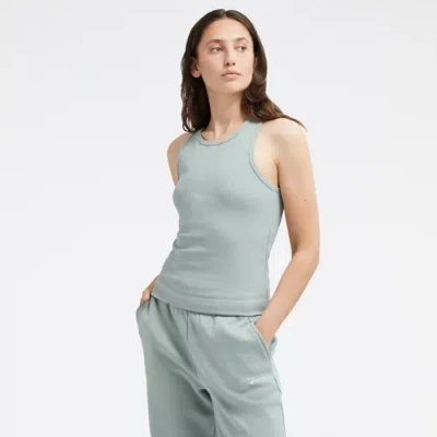 New Balance Women's Linear Heritage Rib Knit Racer Tank In Green