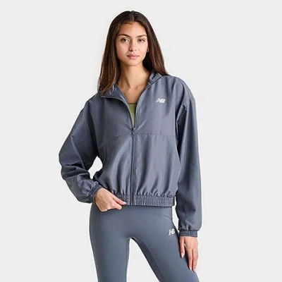 New Balance Women's Linear Woven Jacket In Dark Arctic