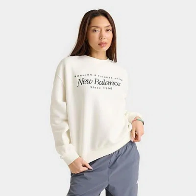 New Balance Women's Logo Crewneck Sweatshirt In Salt/spuce